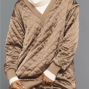 Anthropologie Quilted V-Neck Sweatshirt NWT petite small